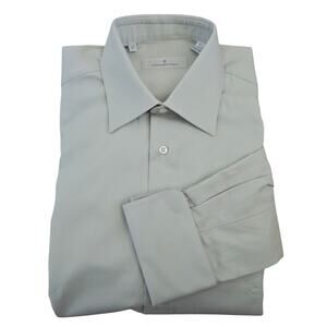 Ermenegildo Zegna Mens French Cuffed Dress Shirt Size 39/ 15.5 Sage Green